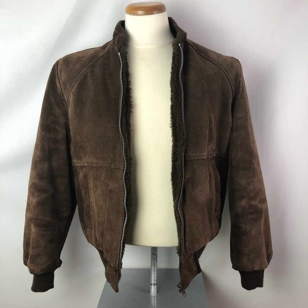 House of Peerless brown suede lined bomber jacket